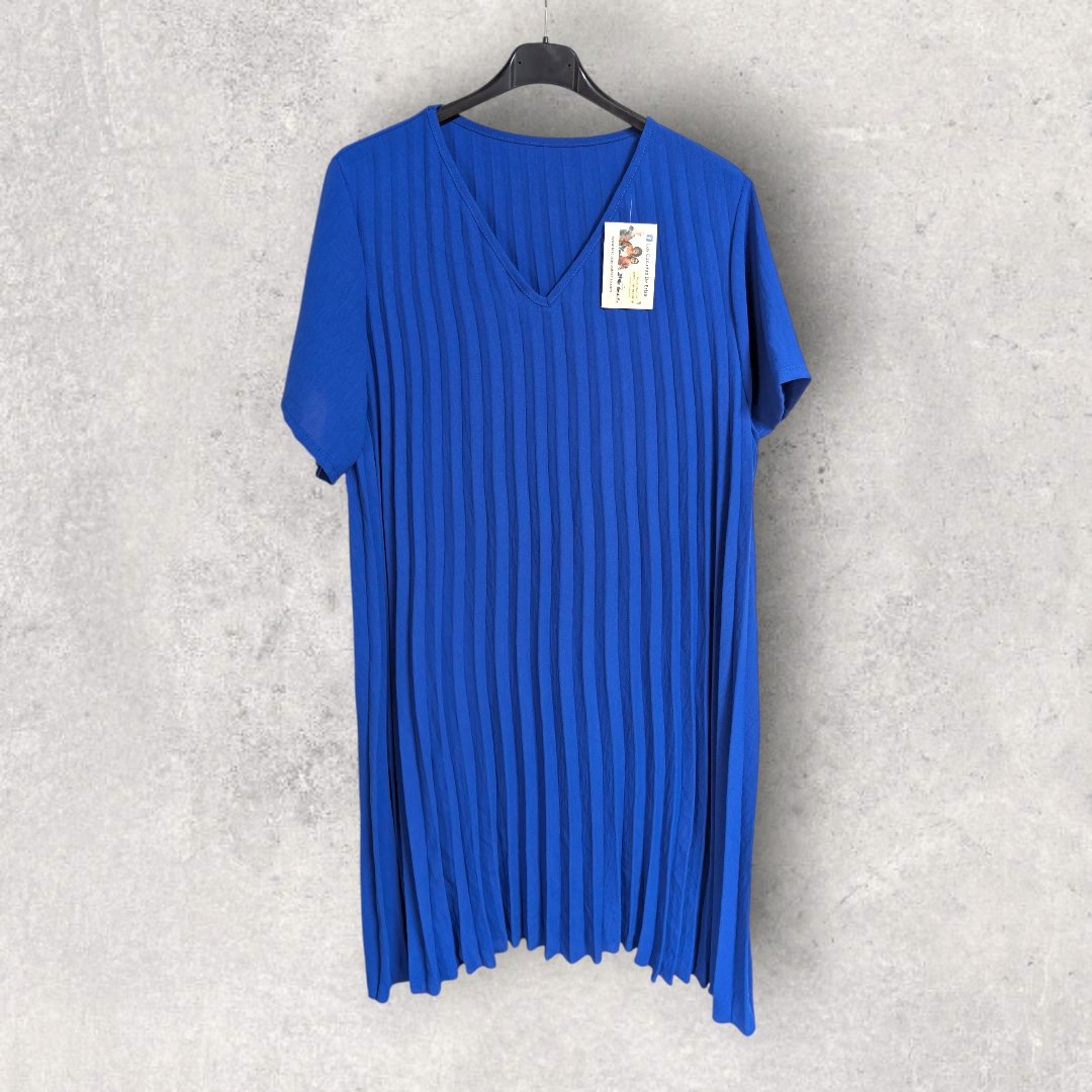 Vestido Plisado Azul Eléctrico